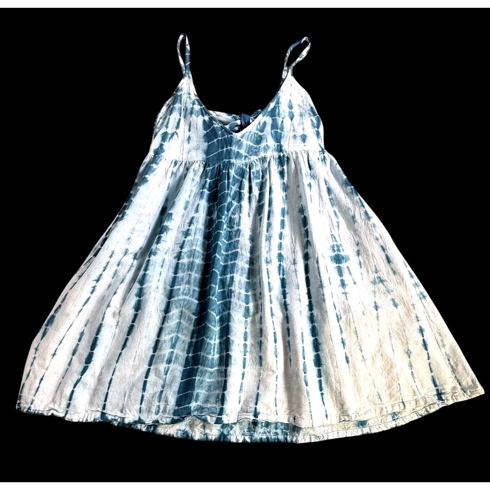 Attic Salt Blue Tie Dye Sleeveless Mini Dress, Casual Summer Sundress Size M - Picture 8 of 10